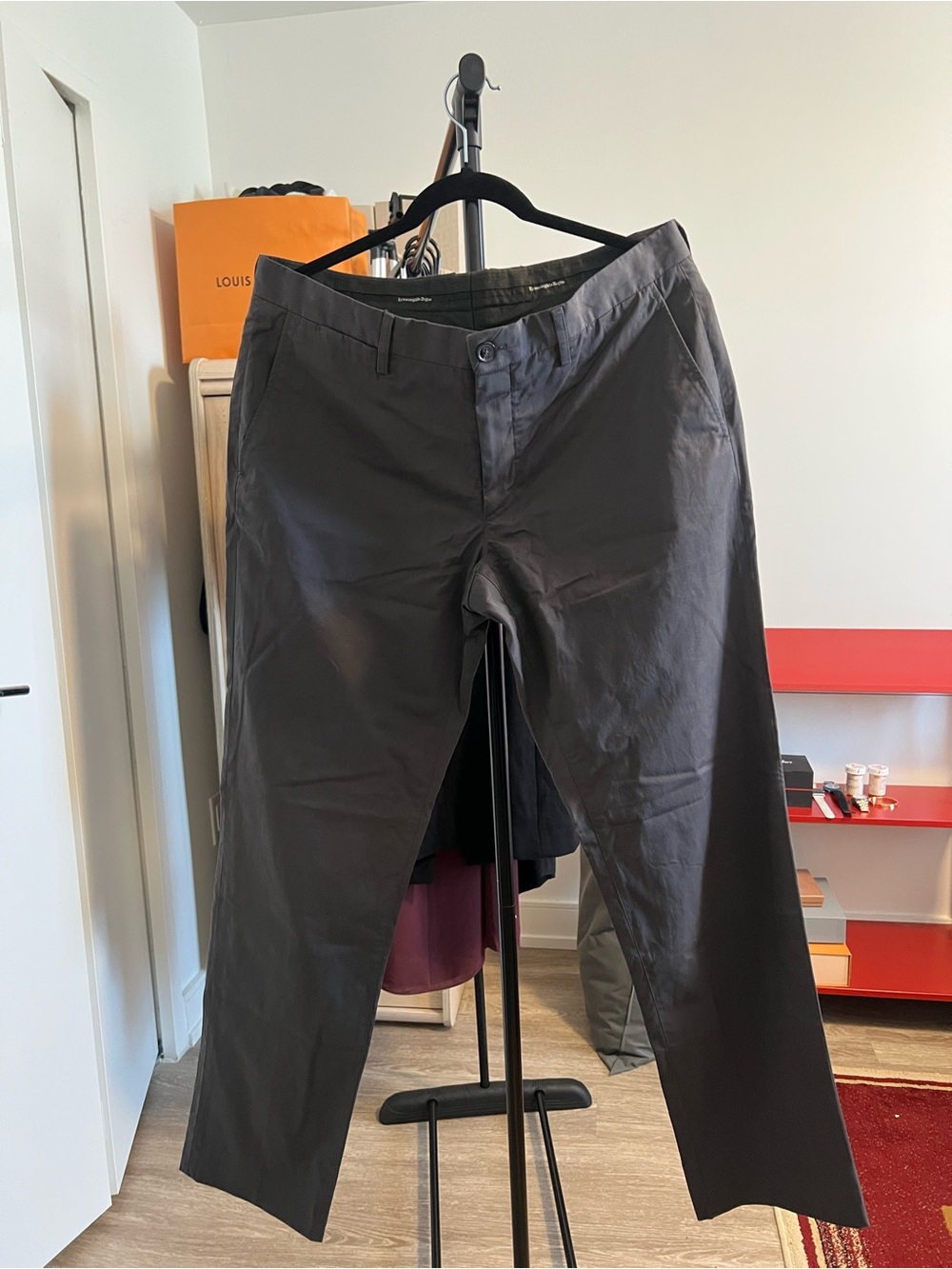 Ermenegildo Zegna Men's Charcoal Gray Chinos
